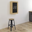 ID MARKET - Table murale pliable MACCHIA avec étagères et tableau craie 2 personnes bois et noir - vignette