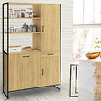ID MARKET - Buffet de cuisine avec colonne de rangement 100 CM DETROIT 3 portes + tiroir design industriel - vignette