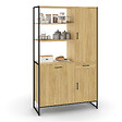 ID MARKET - Buffet de cuisine avec colonne de rangement 100 CM DETROIT 3 portes + tiroir design industriel - vignette