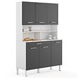 ID MARKET - Buffet de cuisine 120 CM CINA 6 portes + tiroir blanc et gris brillant - vignette