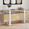 ID MARKET - Buffet 180 cm PHOENIX XXL 4 portes avec 3 tiroirs bois et blanc - vignette