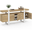 ID MARKET - Buffet 180 cm PHOENIX XXL 4 portes avec 3 tiroirs bois et blanc - vignette