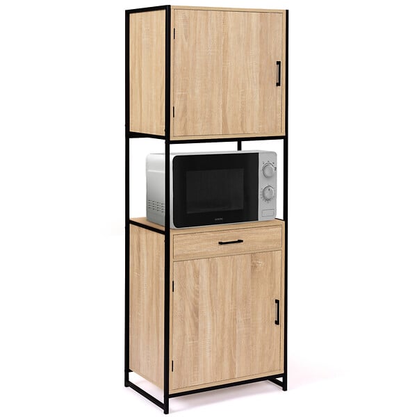 ID MARKET - Buffet de cuisine 60 CM DETROIT meuble 2 portes design industriel + tiroir - large