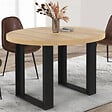 ID MARKET - Table à manger fixe ronde PHOENIX 4 personnes bois et noir 110 cm - vignette