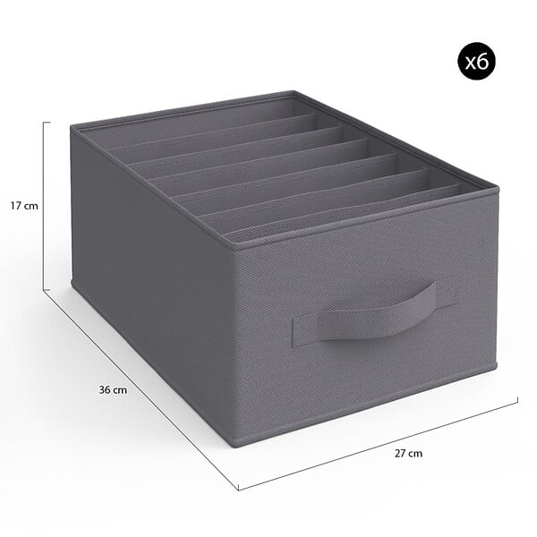 ID MARKET - Lot de 14 boites de rangement tiroir organisateurs de dressings gris anthracite - large
