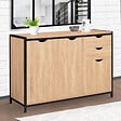 ID MARKET - Buffet bas 110 cm DETROIT avec placards et tiroirs design industriel - vignette