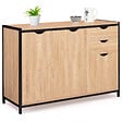 ID MARKET - Buffet bas 110 cm DETROIT avec placards et tiroirs design industriel - vignette