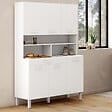 ID MARKET - Buffet de cuisine 120 CM CINA 6 portes + tiroir blanc et blanc brillant - vignette
