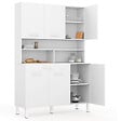 ID MARKET - Buffet de cuisine 120 CM CINA 6 portes + tiroir blanc et blanc brillant - vignette