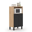 ID MARKET - Buffet mi-haut de cuisine pour micro-onde 60 cm CINA 1 tiroir 2 portes façon hêtre et noir - vignette