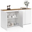 ID MARKET - Buffet 160 cm TOBY 4 portes blanc et plateau bois - vignette