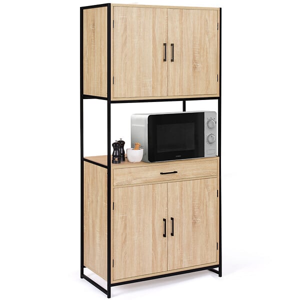 ID MARKET - Buffet de cuisine 80 CM DETROIT meuble 4 portes design industriel + tiroir - large