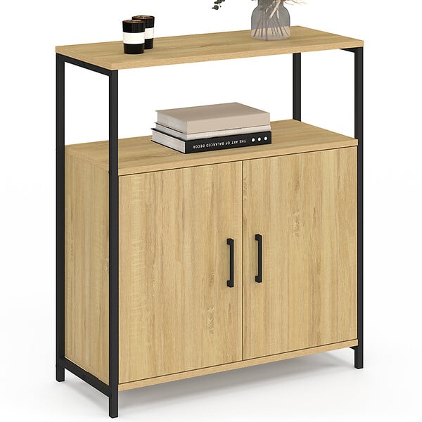 ID MARKET - Buffet d'appoint 1 niche et 2 portes 70 cm DETROIT design industriel - large