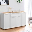 ID MARKET - Buffet 140 cm VITO 4 portes et 1 tiroir blanc et bois - vignette