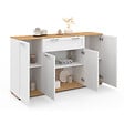ID MARKET - Buffet 140 cm VITO 4 portes et 1 tiroir blanc et bois - vignette