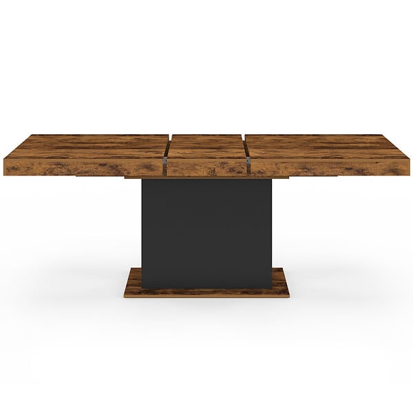 ID MARKET - Table à manger extensible rectangle EDEN 6-10 personnes bois effet vieilli et noir 160-200 cm - large