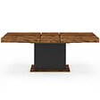 ID MARKET - Table à manger extensible rectangle EDEN 6-10 personnes bois effet vieilli et noir 160-200 cm - vignette