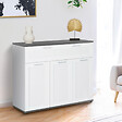 ID MARKET - Buffet 100 cm VITO 3 portes et 1 tiroir blanc et plateau gris - vignette