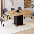 ID MARKET - Table à manger extensible ronde EDEN 4-8 personnes bois et noir 120-160 cm - vignette