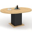 ID MARKET - Table à manger extensible ronde EDEN 4-8 personnes bois et noir 120-160 cm - vignette