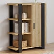 ID MARKET - Buffet d'appoint 3 étagères et placard 70 cm PHOENIX bois et noir - vignette