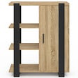 ID MARKET - Buffet d'appoint 3 étagères et placard 70 cm PHOENIX bois et noir - vignette