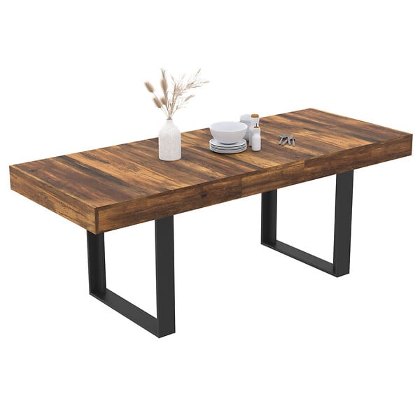 ID MARKET - Table à manger extensible rectangle PHOENIX 4-8 personnes bois plateau HAWKINS 160-200 cm - large