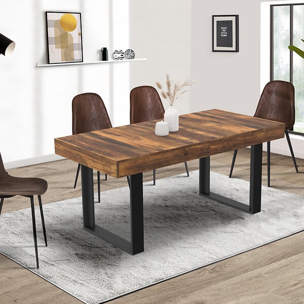 ID MARKET - Table à manger extensible rectangle PHOENIX 4-8 personnes bois plateau HAWKINS 160-200 cm - large