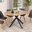 ID MARKET - Table à manger extensible ronde ALIX 4-8 personnes pied araignée bois et noir 110-150 cm - vignette