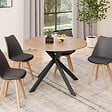 ID MARKET - Table à manger extensible ronde ALIX 4-8 personnes pied araignée bois et noir 110-150 cm - vignette