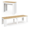 ID MARKET - Table console extensible ORLANDO 14 personnes 300 cm blanc et façon hêtre - vignette