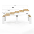 ID MARKET - Table console extensible ORLANDO 14 personnes 300 cm blanc et façon hêtre - vignette