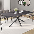 ID MARKET - Table à manger extensible rectangle JASPE 6-10 personnes plateau effet béton pied araignée gris anthracite 160-200cm - vignette
