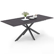 ID MARKET - Table à manger extensible rectangle JASPE 6-10 personnes plateau effet béton pied araignée gris anthracite 160-200cm - vignette