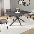 ID MARKET - Table à manger extensible rectangle JASPE 6-10 personnes plateau effet béton pied araignée gris anthracite 160-200cm - vignette