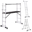 ID MARKET - Échafaudage aluminium échelle multifonction avec plateforme modulable sur roues, hauteur 165 CM - vignette