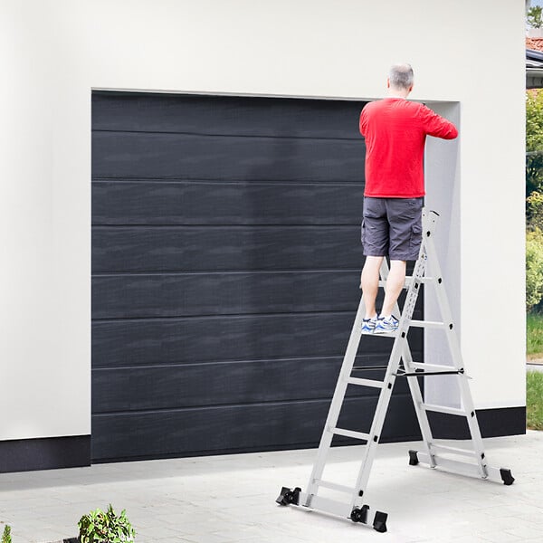ID MARKET - Échafaudage aluminium échelle multifonction avec plateforme modulable sur roues, hauteur 165 CM - large