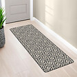ID MARKET - Tapis intérieur d'entrée et de couloir CARAIBA gris et blanc 60 x 180 cm - vignette