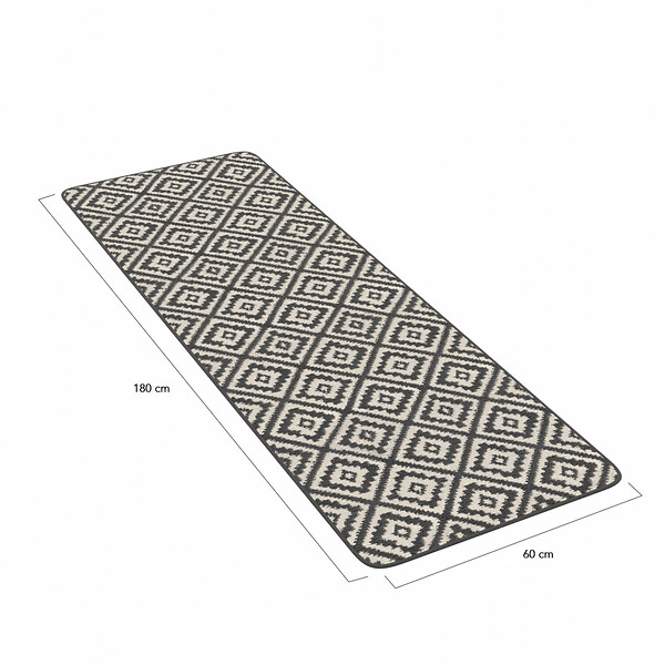 ID MARKET - Tapis intérieur d'entrée et de couloir CARAIBA gris et blanc 60 x 180 cm - large