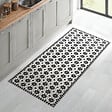 ID MARKET - Tapis en vinyle effet mosaïque noir et blanc 66 x 160 cm - vignette