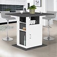 ID MARKET - Ilot central UGO 110 cm plateau bois gris et blanc avec rangements - vignette