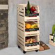 ID MARKET - Lot de 3 clayettes en bois empilables pour fruits et légumes - vignette