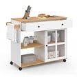 ID MARKET - Desserte de cuisine ACHILLE XXL avec étagère et placard vitré bois et blanc L.100 CM - vignette