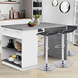 ID MARKET - Ilot central mange debout 4 personnes VITO 130 cm blanc et plateau effet béton - vignette