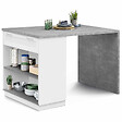 ID MARKET - Ilot central mange debout 4 personnes VITO 130 cm blanc et plateau effet béton - vignette