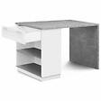 ID MARKET - Ilot central mange debout 4 personnes VITO 130 cm blanc et plateau effet béton - vignette