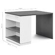 ID MARKET - Ilot central mange-debout 4 personnes VITO 130 cm blanc et plateau gris - vignette