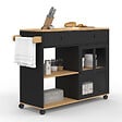 ID MARKET - Desserte de cuisine ACHILLE XXL avec étagère et placard vitré bois et noir L. 100 CM - vignette