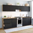 ID MARKET - Cuisine complète casserolier 300 cm SUBTIL avec plan de travail 9 éléments bois et noir - vignette
