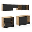 ID MARKET - Cuisine complète casserolier 300 cm SUBTIL avec plan de travail 9 éléments bois et noir - vignette